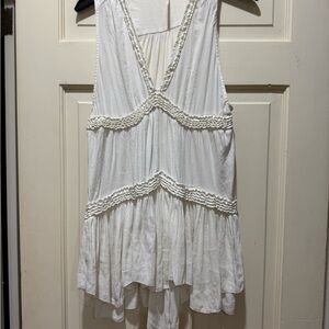 Free People Cream Textured Top